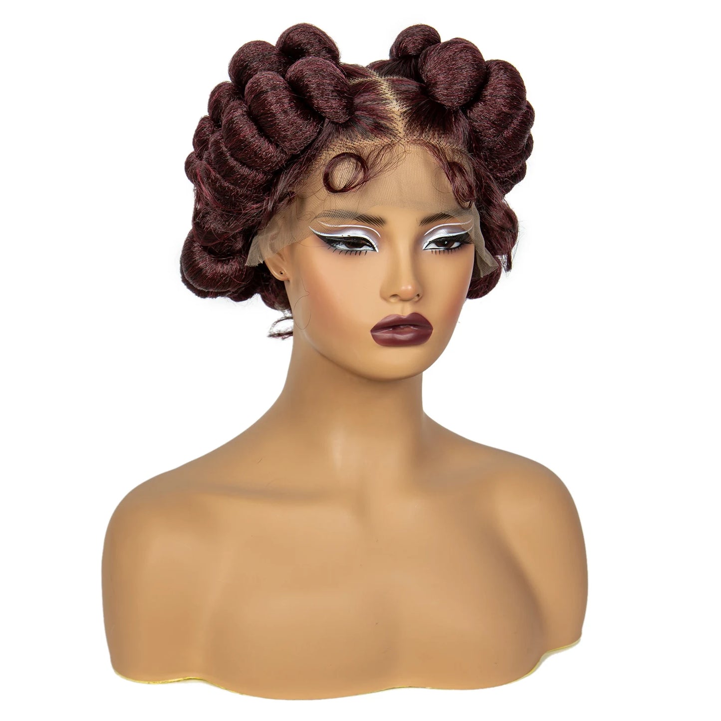 6" Short Cute Handmade Bantu Knotless Braids Wig | Transparent Full Lace Luxegan