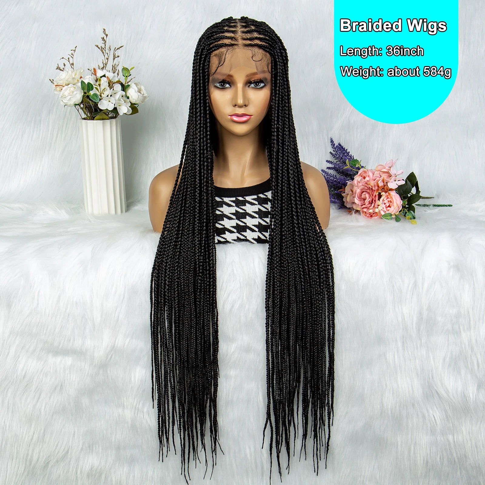36" Twisted Box Braids Wig | Full Lace with Natural Hairline Luxegan