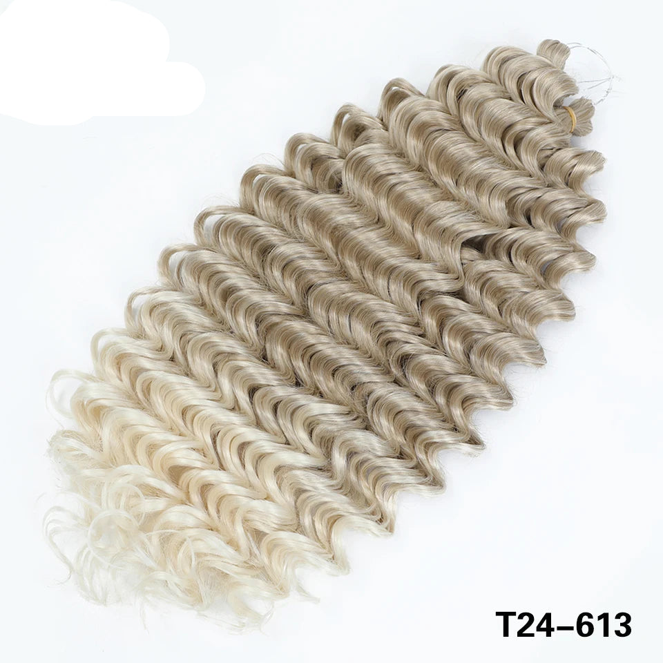 Deep Wave Crochet Braiding Hair 24in | 50 Strands 110g | 16 Colors | Water Wave Twist Luxegan