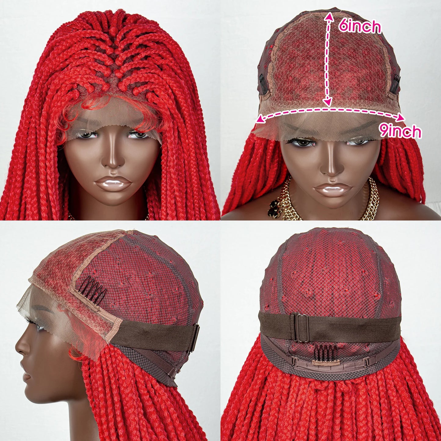 36" Pink & 613 Blonde Braided Wig | Water Wave Ends | Lace Front | Baby Hair Luxegan