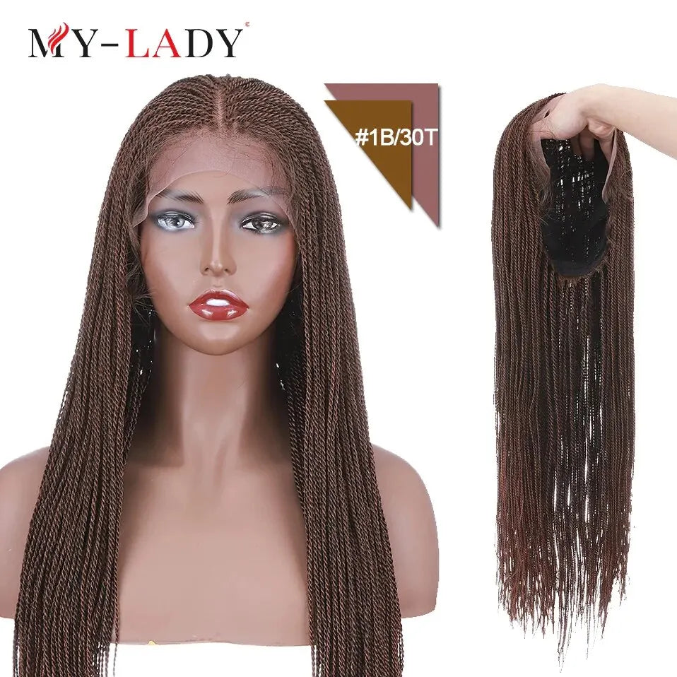 30" Box Braids Lace Front Wig | Baby Hair | Afro Synthetic Braids | Black Women Luxegan