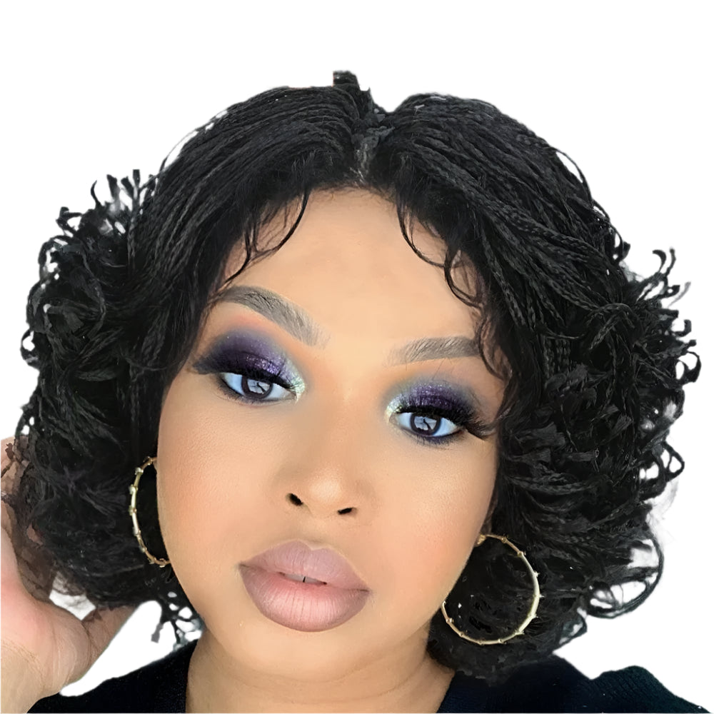 Short Braided Wig | Full Lace 3x Twist Braids | Transparent Lace | Baby Hair | Synthetic Hair