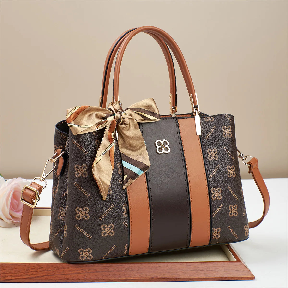 Hard PU Patterned Bucket Handbag | Large Capacity Crossbody Messenger Bag Luxegan