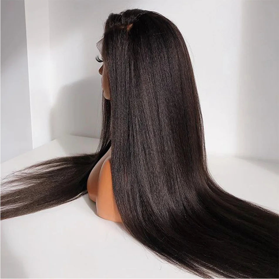 250% Density Light Yaki Straight 13x6 HD Lace Frontal Human Hair Wig Luxegan