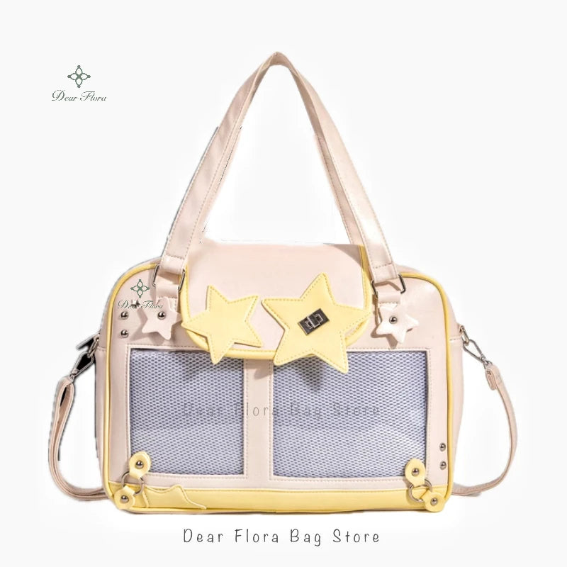 Y2K Trendy Star Ita Bag | Lolita Girl Transparent Display Crossbody | Fashionable DIY Star-Shaped Satchel | Cute Women's Shoulder Bag & Anime Purse (Model 210) Luxegan
