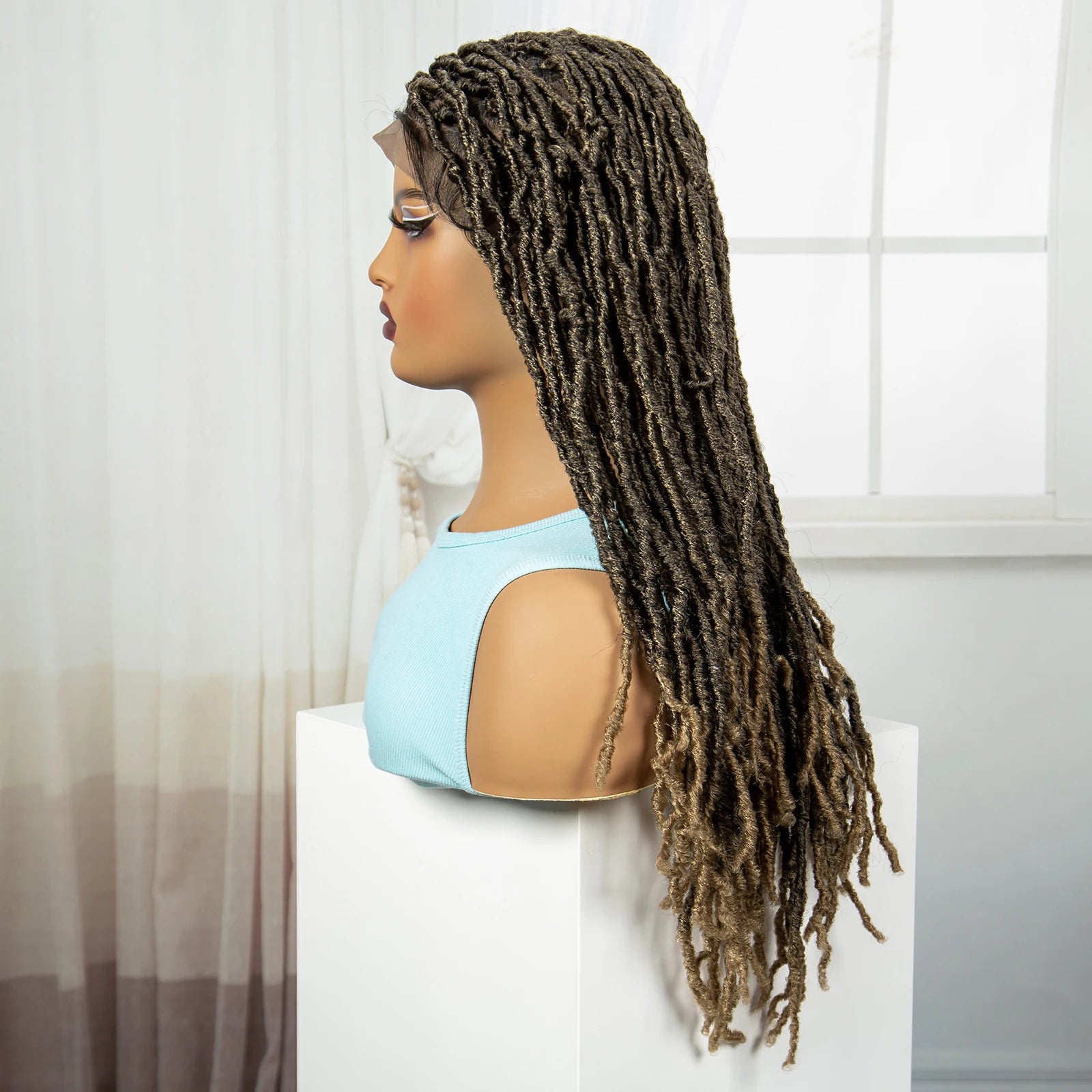 24" Knotless Box Locs Braided Wig | Full Lace Frontal Dreadlock Style Luxegan