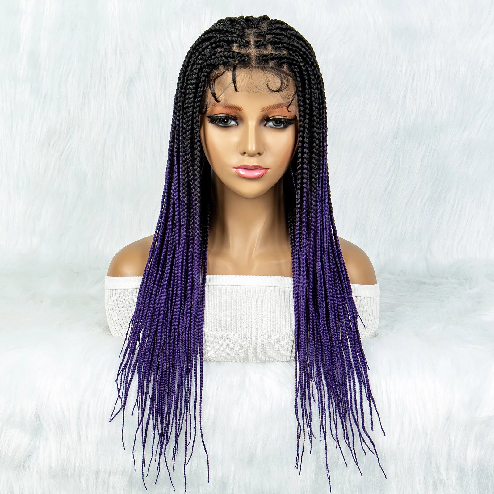 Colorful Knotless Box Braids Wig | Full Lace Front with Baby Hair Luxegan
