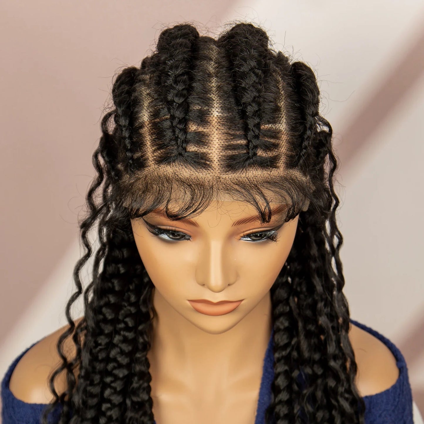 34" Cornrow Braided Wig | Full Lace | Baby Hair | Boho Braids | Kanekalon Synthetic Luxegan