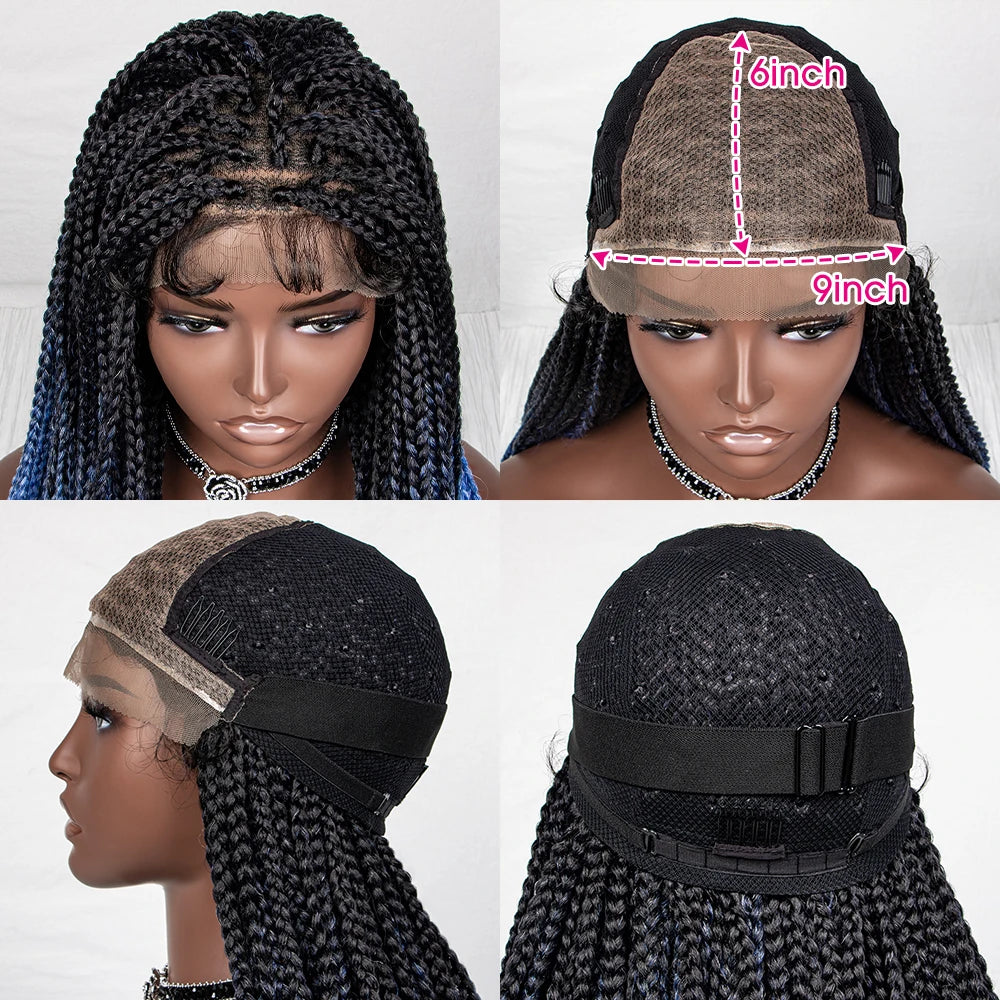 36" Water Wave Braided Wig | Lace Front | Baby Hair | Long Braids Luxegan