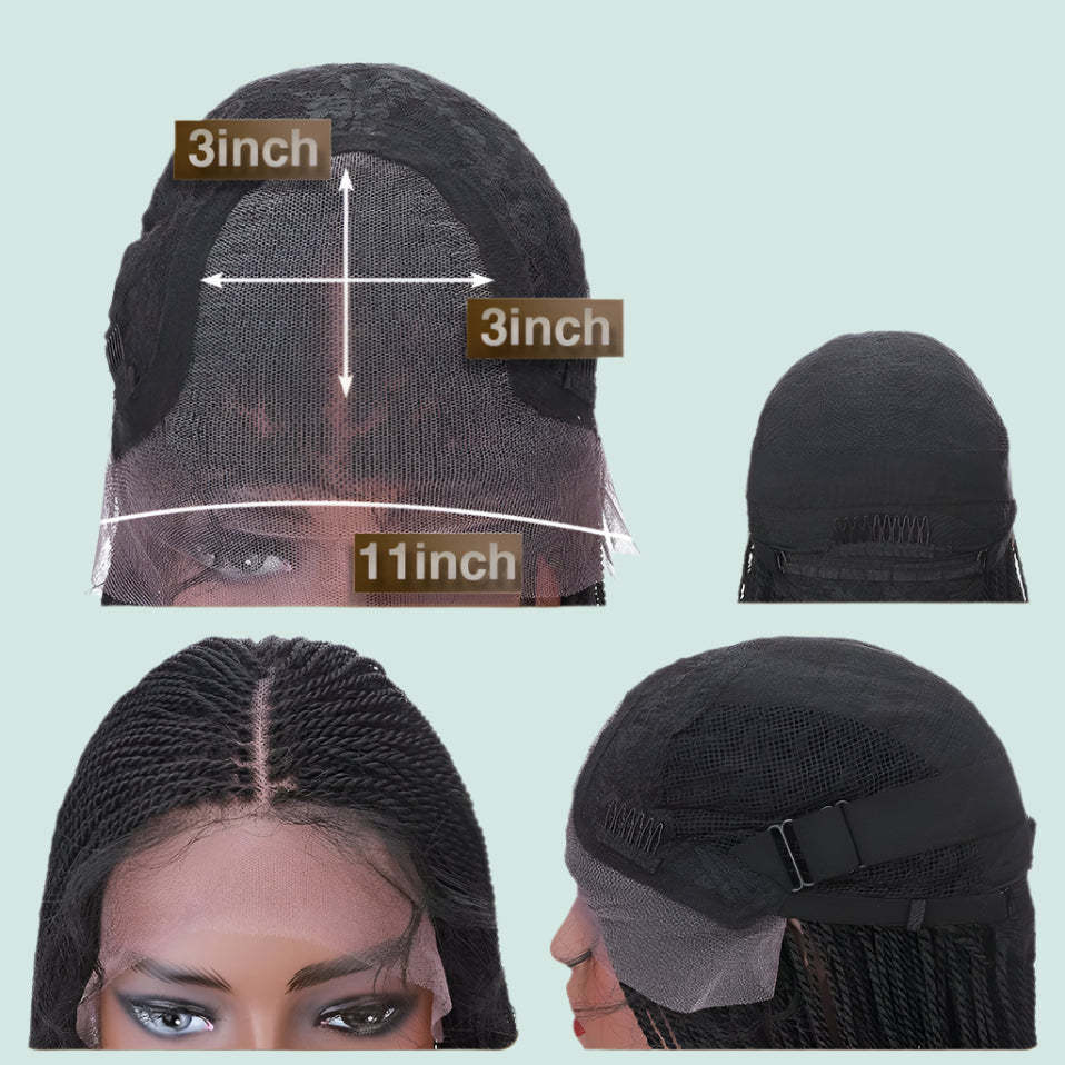 30" Senegalese Twist Braided Lace Front Wig | Knotless Braids | Synthetic Hair for Black Women