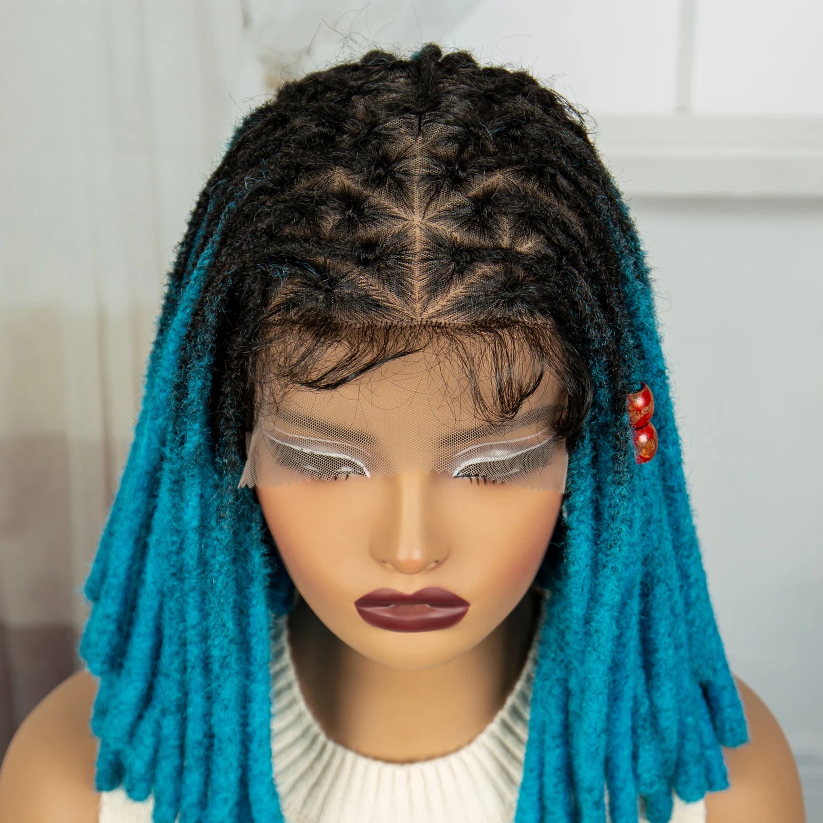 Orange Knotless Faux Locs Braided Wig | Full Lace | Baby Hair Luxegan