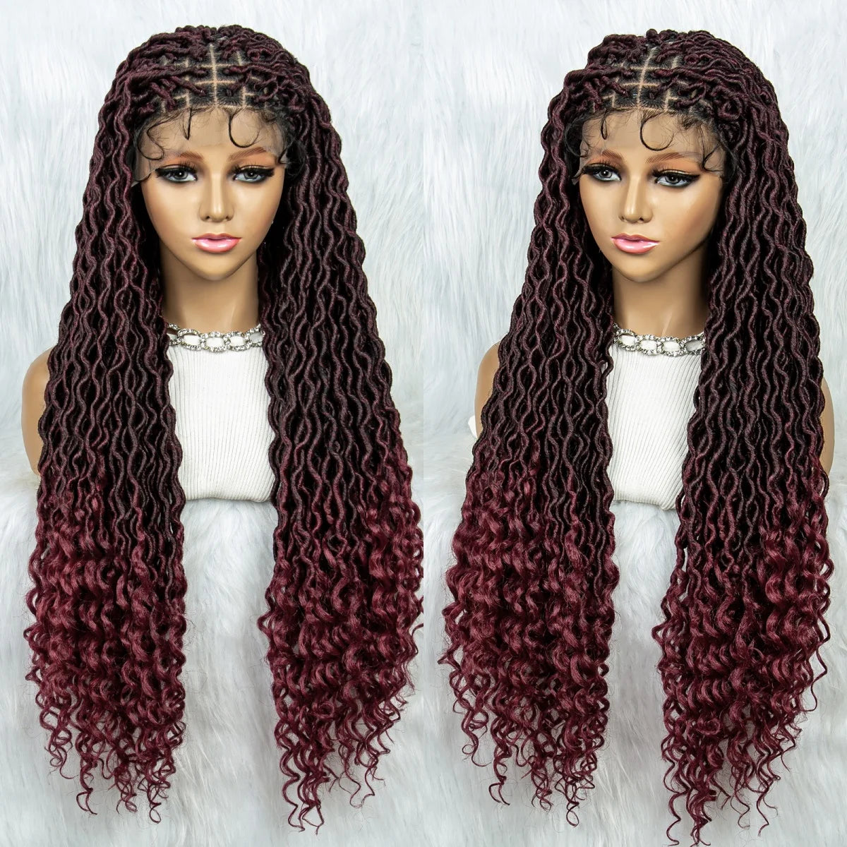 32 Inch Goddess Locs Lace Front Wig | Curly Ends | Faux Locs | Synthetic Hair | With Baby Hair