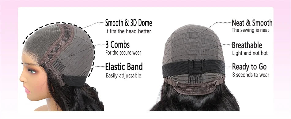 Vietnamese | 100% Human Hair | Bouncy Body Wave | HD Transparent Lace | Glueless | Wear And Go | Pre Plucked | Lace Closure Wigs