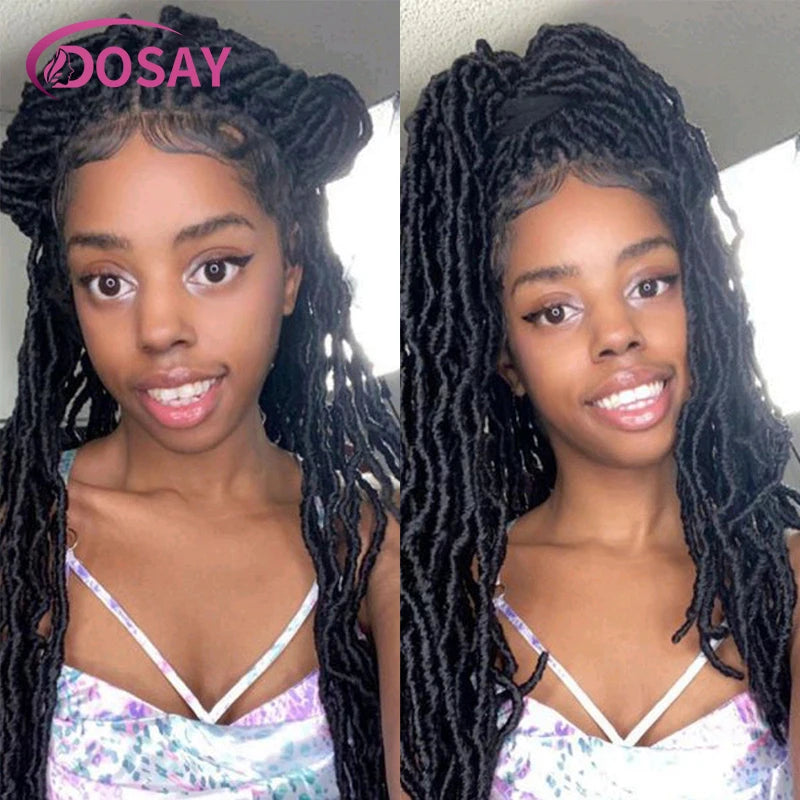 40" Butterfly Locs & Passion Twist Wig | 360 Full Lace | Box Braids | Baby Hair | Synthetic Luxegan