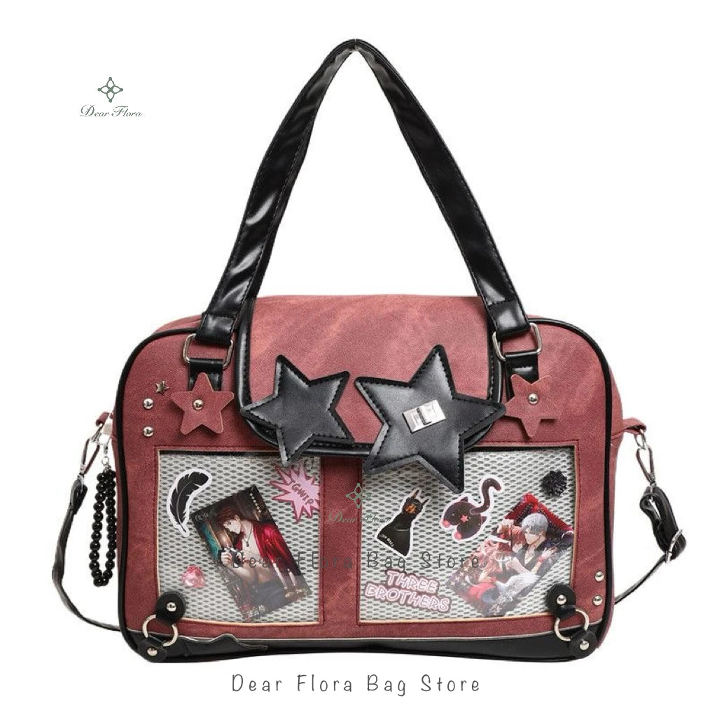Y2K Trendy Star Ita Bag | Lolita Girl Transparent Display Crossbody | Fashionable DIY Star-Shaped Satchel | Cute Women's Shoulder Bag & Anime Purse (Model 210) Luxegan