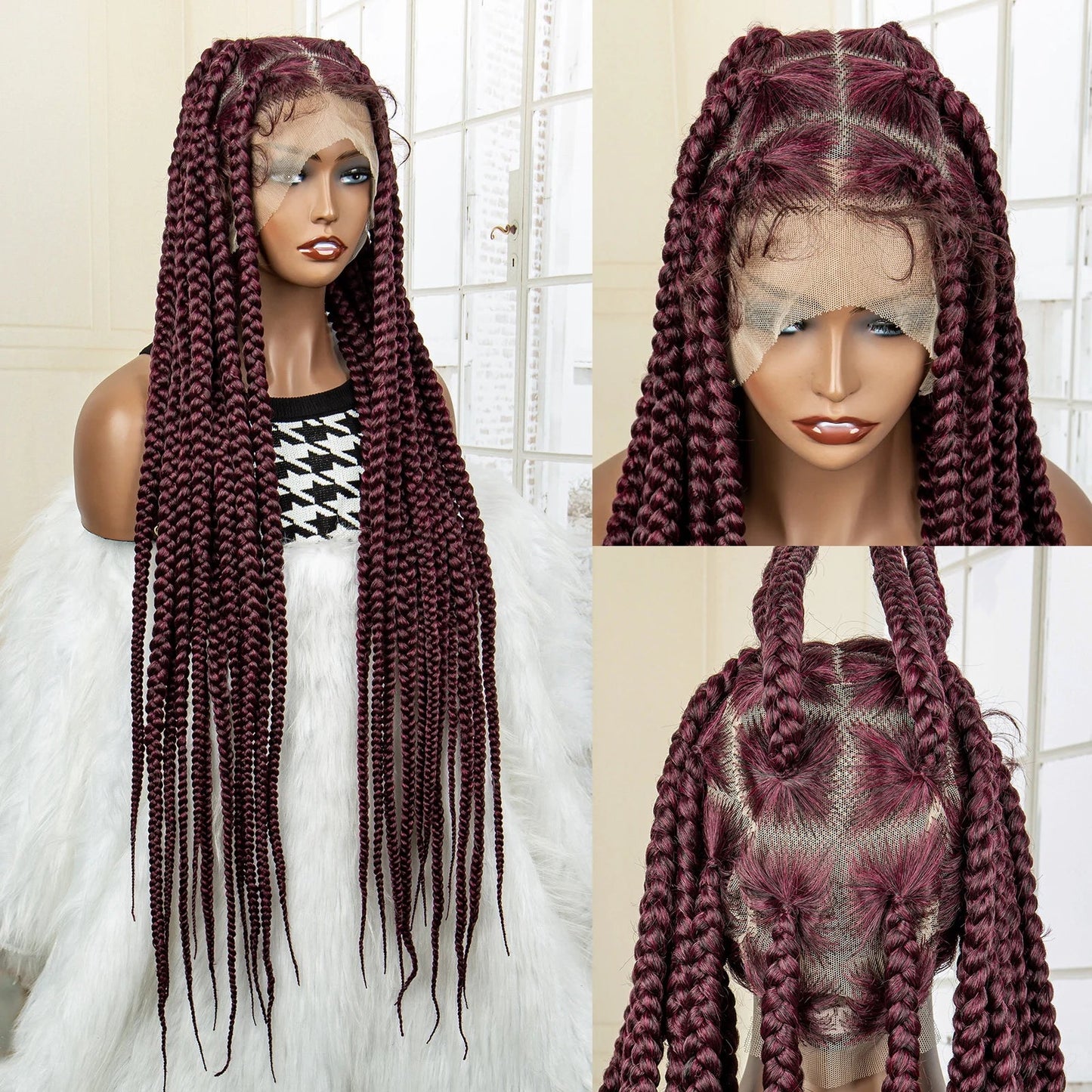 Jumbo Cornrow & Knotless Box Braids Wig | Full Lace | Baby Hair | Black Women Luxegan