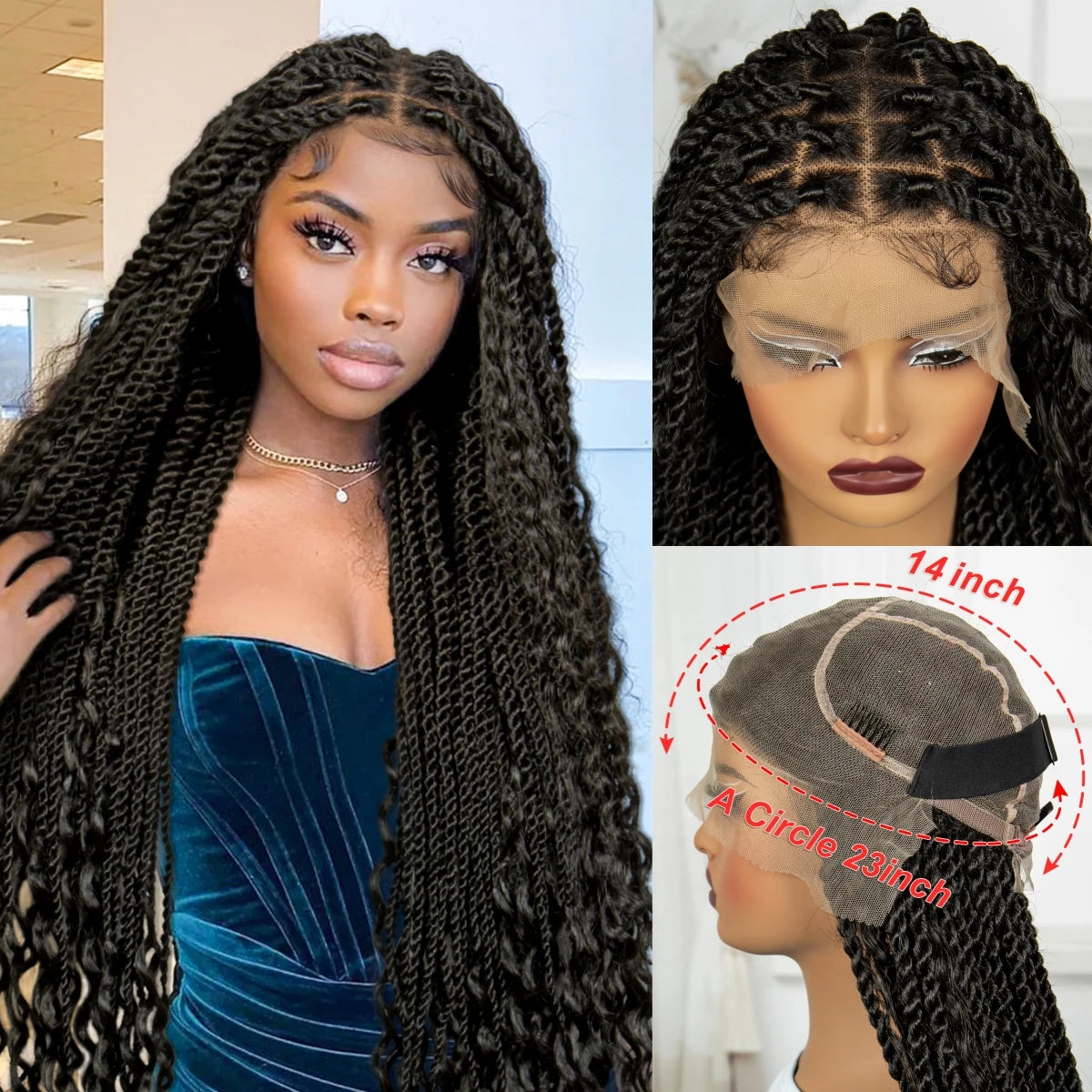 36" Boho Knotless Box Braids Wig | Natural HD Full Lace | Baby Hair Luxegan