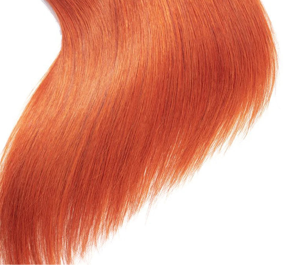 Orange Ginger Straight Human Hair Weave Bundles | Brazilian Remy Extensions Luxegan