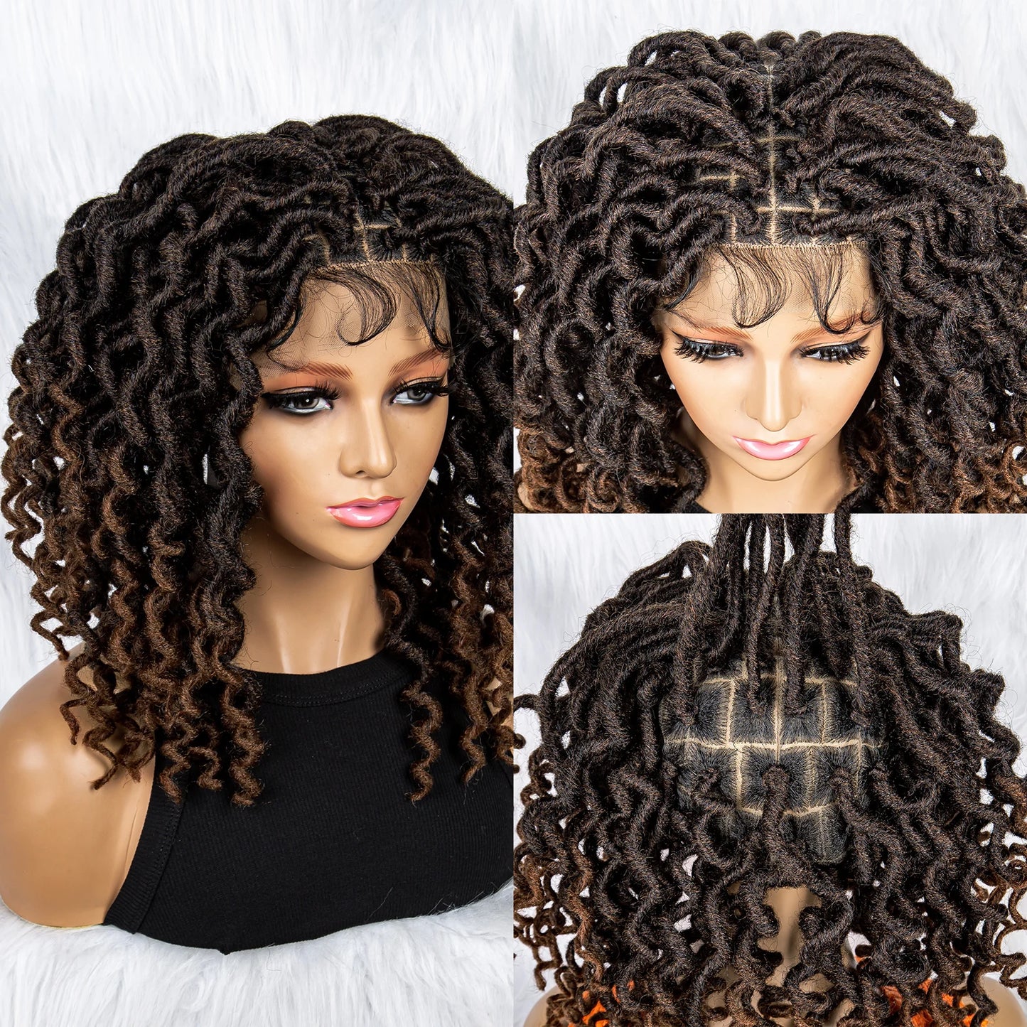 16" Synthetic Dreadlocks Braided Wig | Full Lace Crochet Style Luxegan