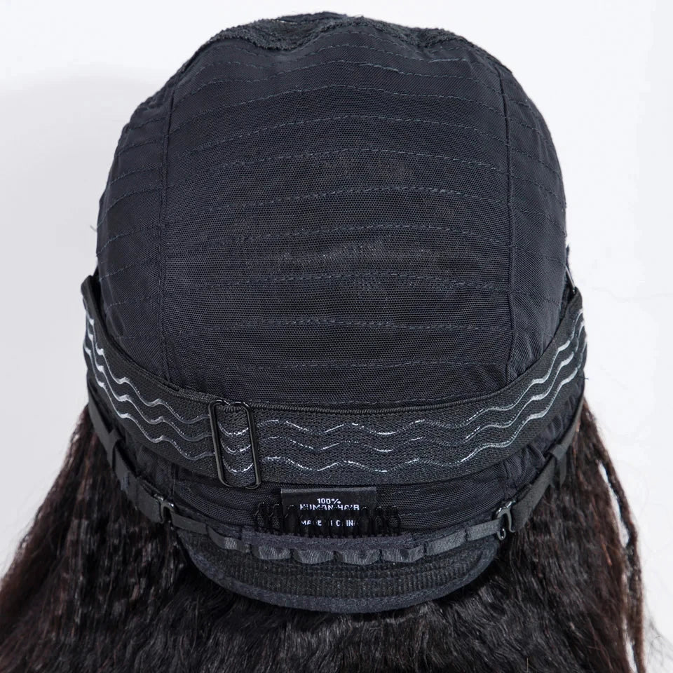 Short Kinky Straight Bob Wig | Glueless Human Hair C Lace with Natural Hairline Luxegan