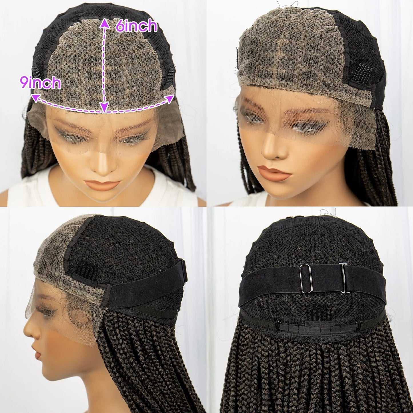 36 Inch Synthetic Braided Wigs Knotless Boho Braided Lace Wigs with Curly Ends Lace Front Braiding Hair Wig for Black Women Luxegan