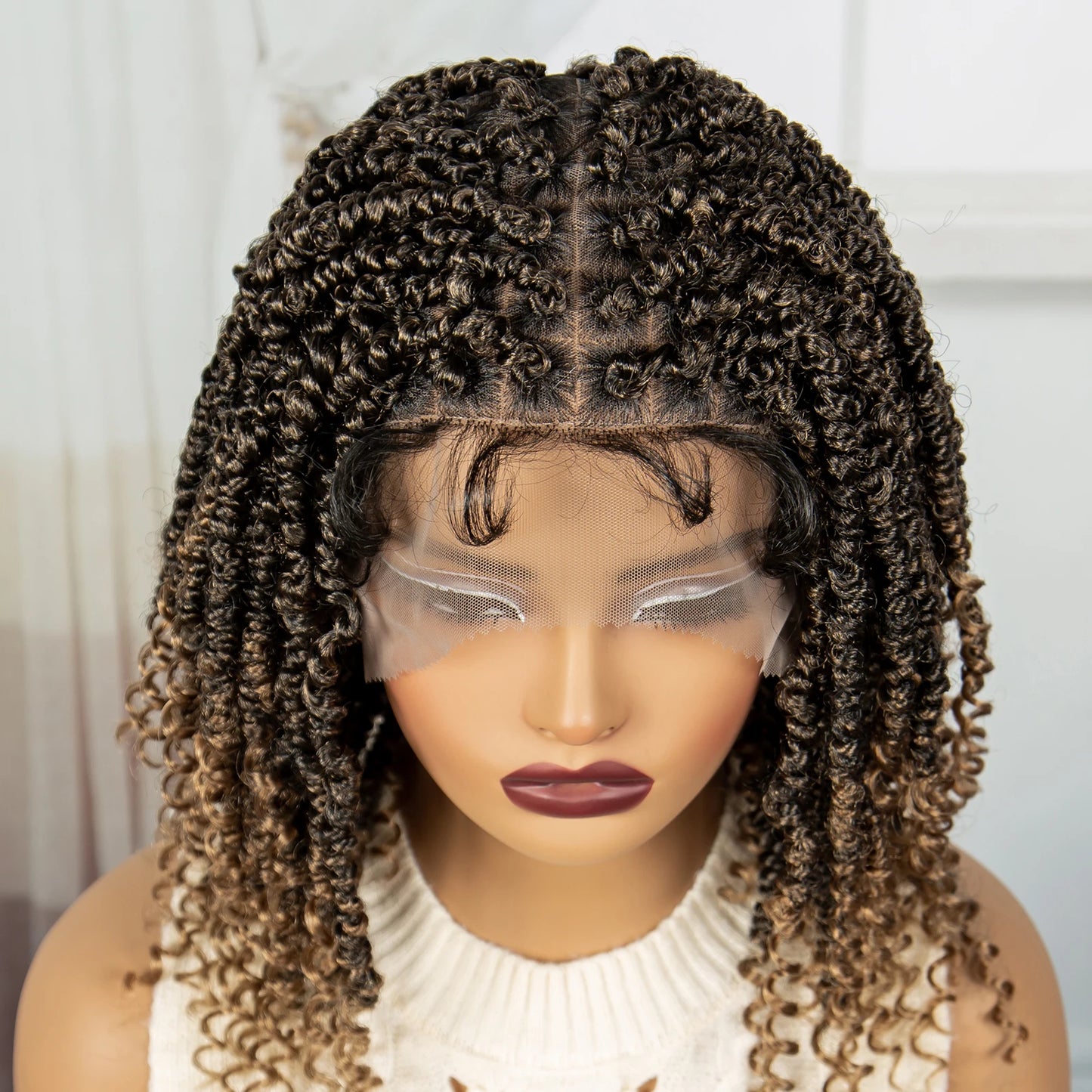 14" Full Lace Twisted Braids Wig with Baby Hair | Natural Looking Synthetic Lace Frontal Braided Wig for Black Women Luxegan