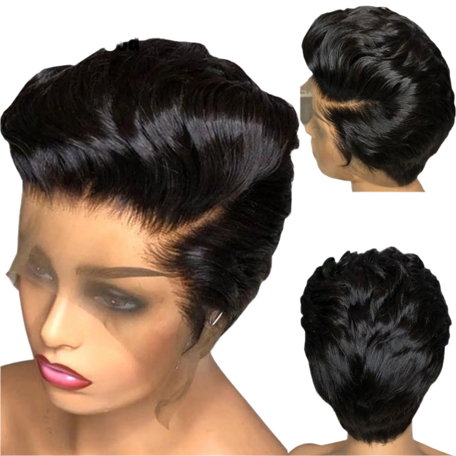 13x4 Side Part Pixie Cut Human Hair Wig | Wavy Short Bob Lace Front | 180% Density Luxegan