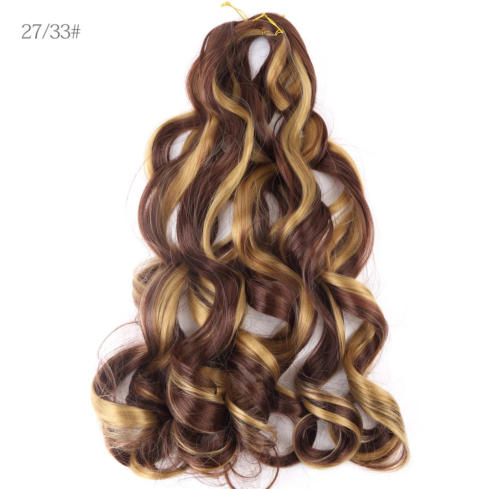 French Curly Crochet Braiding Hair - Ombre Spiral Curls - Pre-Stretched Synthetic Hair Extensions