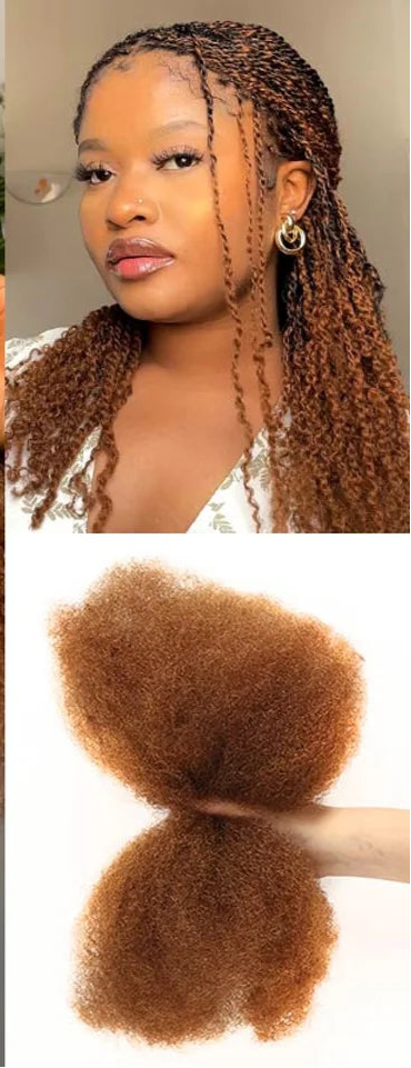 Remy Afro Kinky Bulk Human Hair for Braiding | No Attachment DIY Mini Twists & Braids (Brazilian, 1Pc) Luxegan
