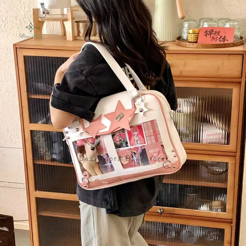 Y2K Trendy Star Ita Bag | Lolita Girl Transparent Display Crossbody | Fashionable DIY Star-Shaped Satchel | Cute Women's Shoulder Bag & Anime Purse (Model 210) Luxegan