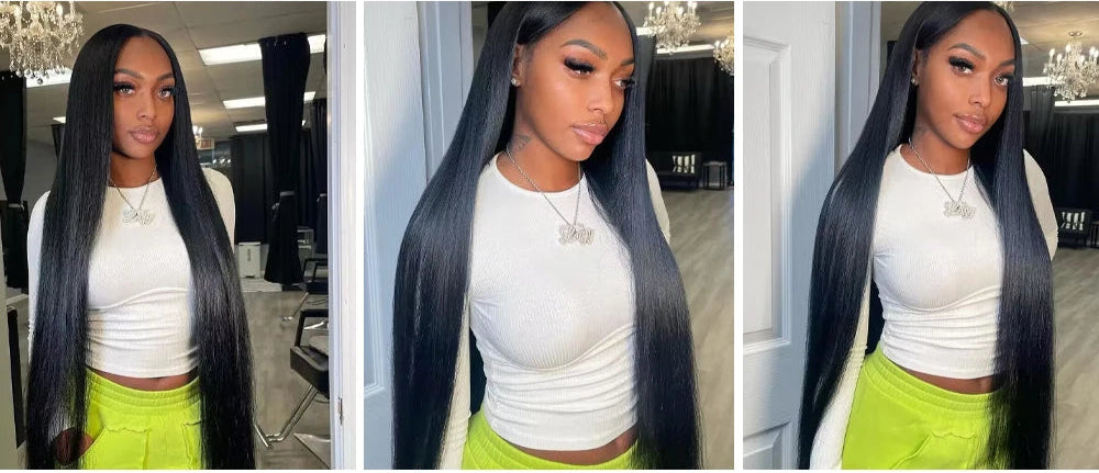 46-50 Inch 13x6/13x4 HD Transparent Lace Frontal Wig - 200% Density Bone Straight Brazilian Remy Hair Luxegan