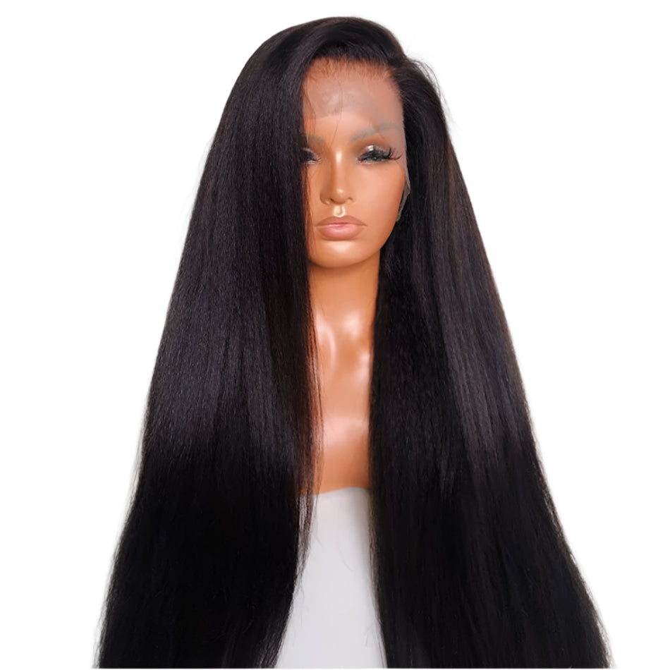 250% Density Light Yaki Straight 13x6 HD Lace Frontal Human Hair Wig Luxegan