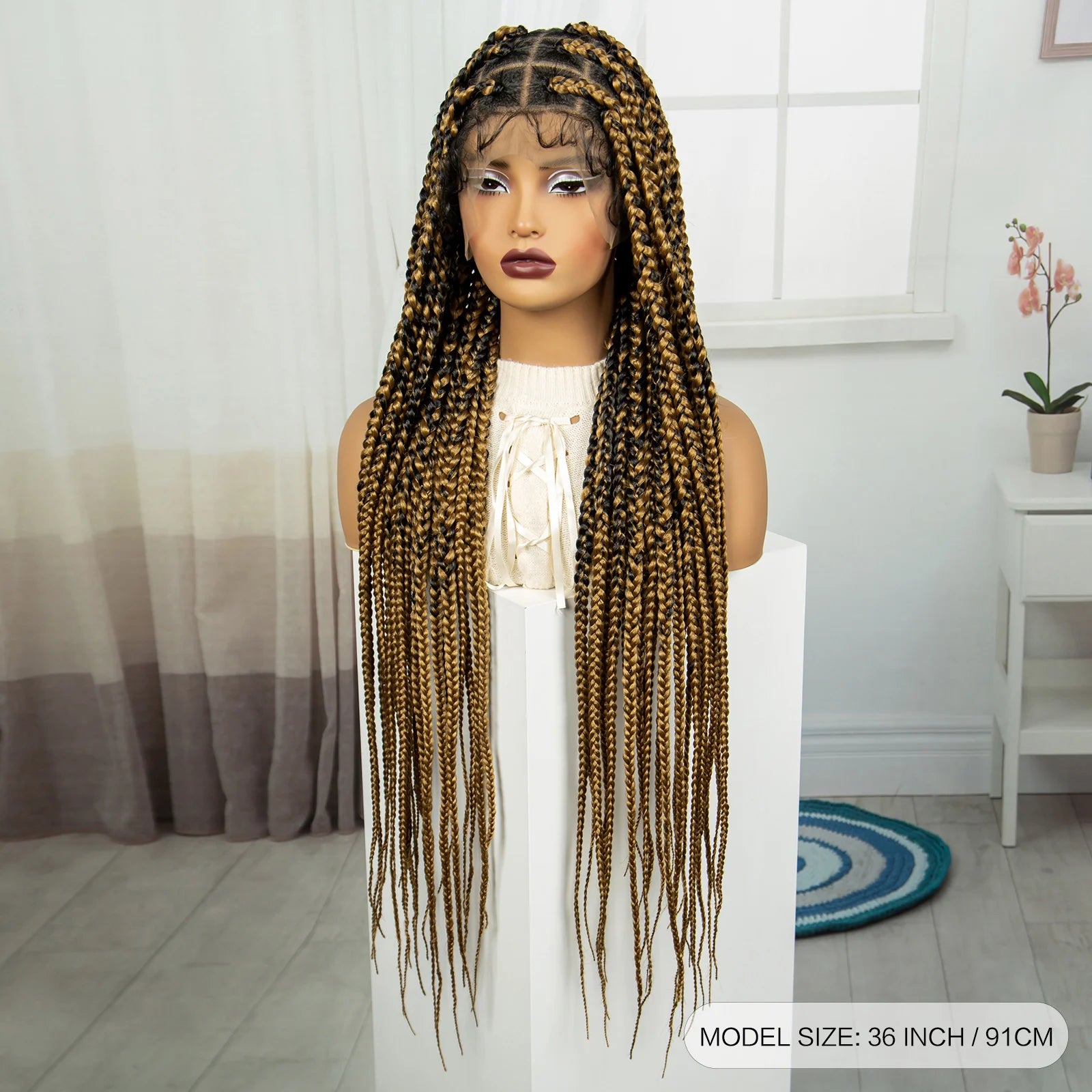36" Knotless Box Braids Wig | Full Lace | Baby Hair | Natural Look Luxegan