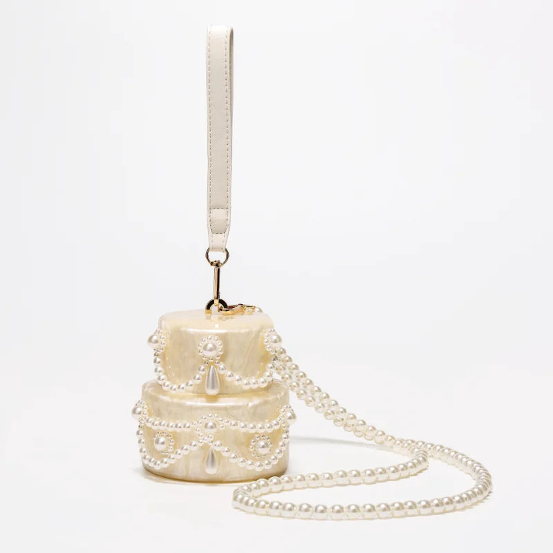 Mini Pearl Beaded Evening Bag | Luxury Egg-Shaped Shoulder Handbag | Fashion Trend "Drop Shape" Crossbody | Chic Acrylic Beaded Necklace Purse for Women (Model 20241125-1) Luxegan