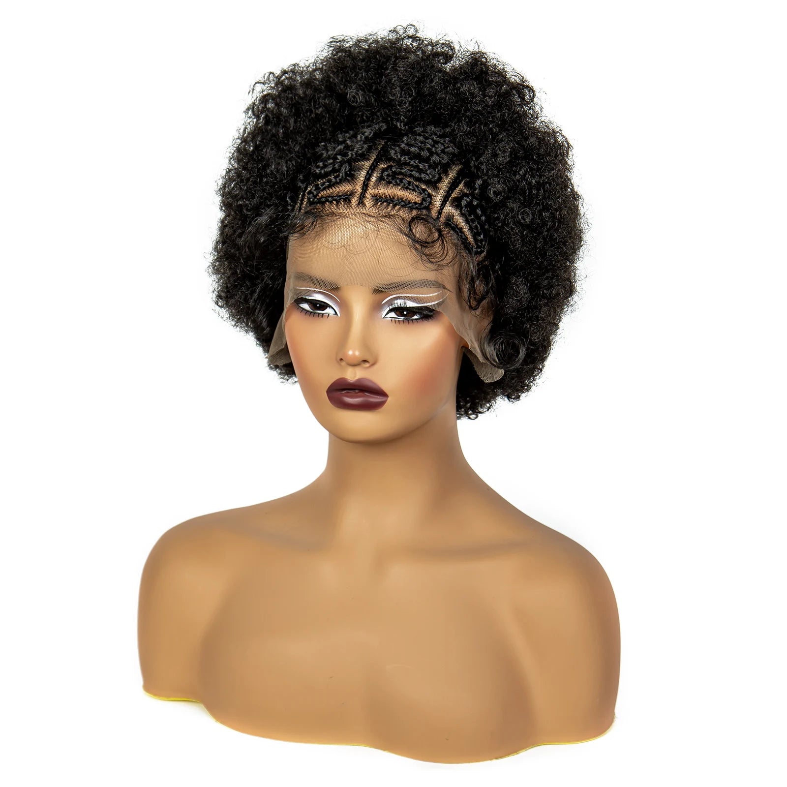 8" Natural Afro Kinky Curly Braids Wig | 13x6 Lace | Baby Hair | Bouncy Curls Luxegan