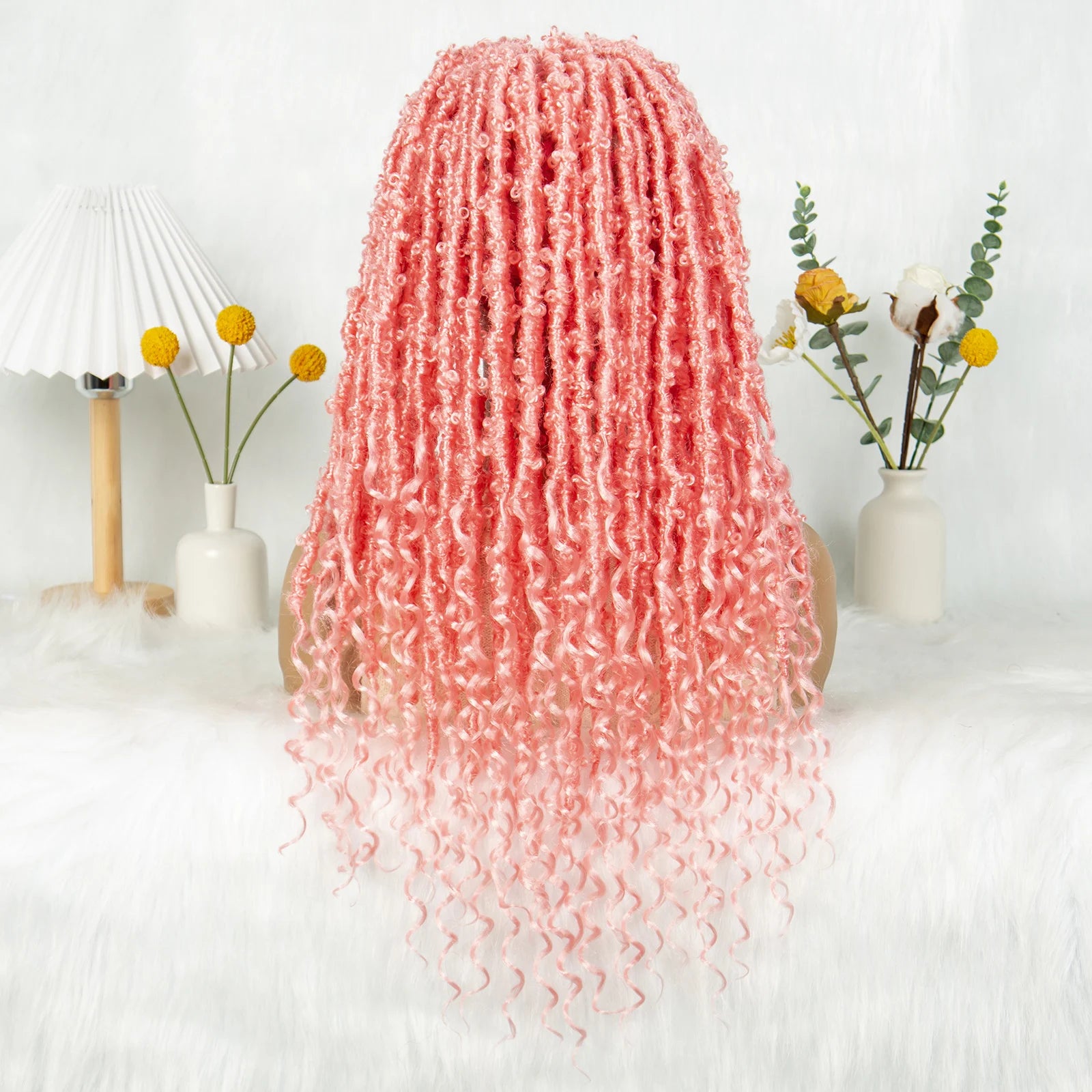 KIMA Pink Butterfly Twist Knotless Box Braided Wig | Swiss Full Lace Synthetic Locs Cosplay Wig with Baby Hair for Black Women Luxegan