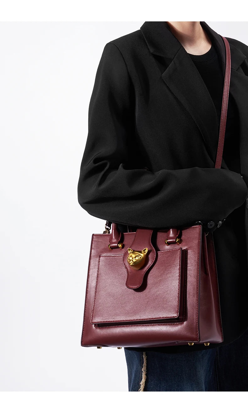 New Luxury Genuine Leather Women’s Handbag | Large Capacity Multi-Compartment Commuter Bag | Fashion Handheld & Crossbody Business Tote Luxegan