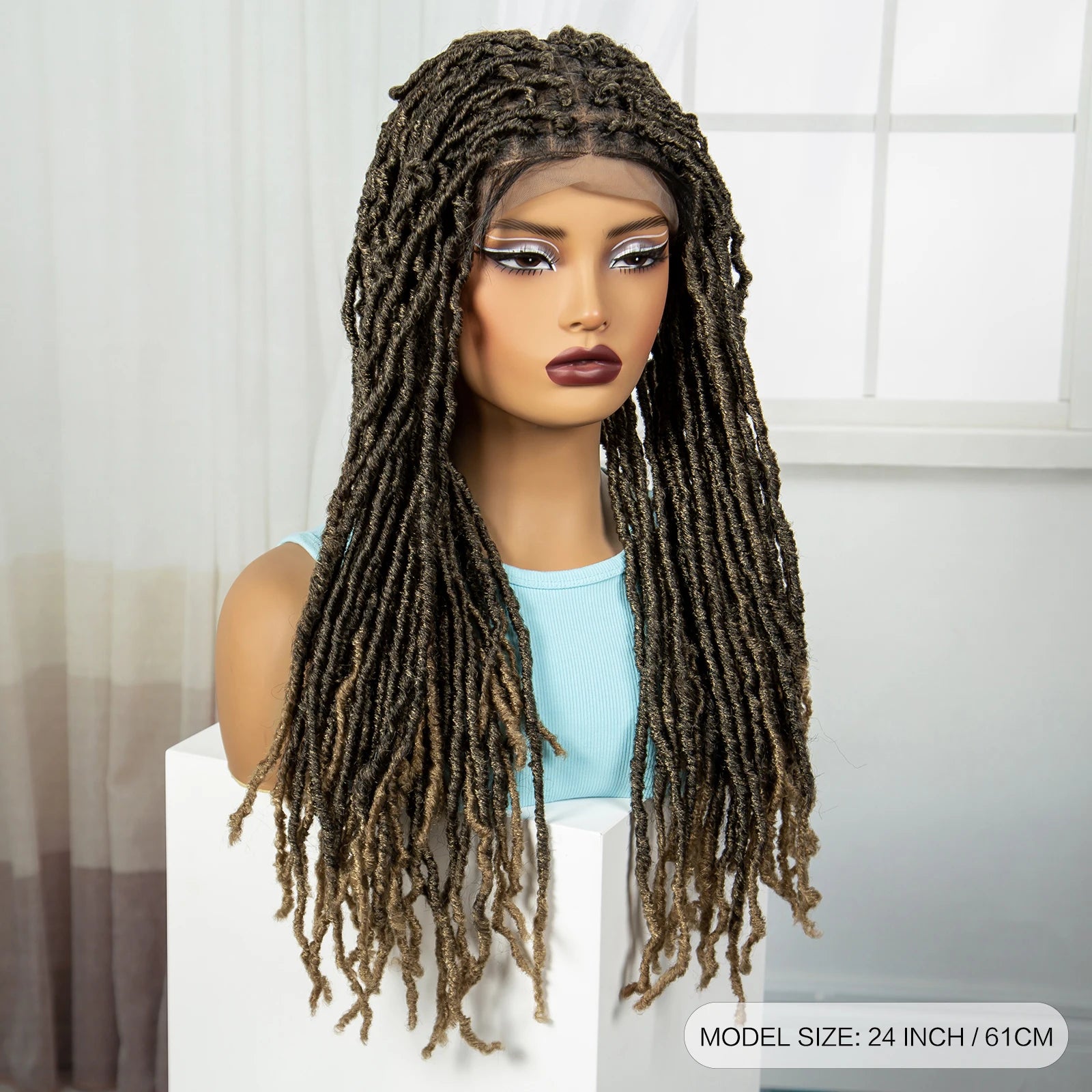 24" Knotless Box Locs Braided Wig | Full Lace Frontal Dreadlock Style Luxegan