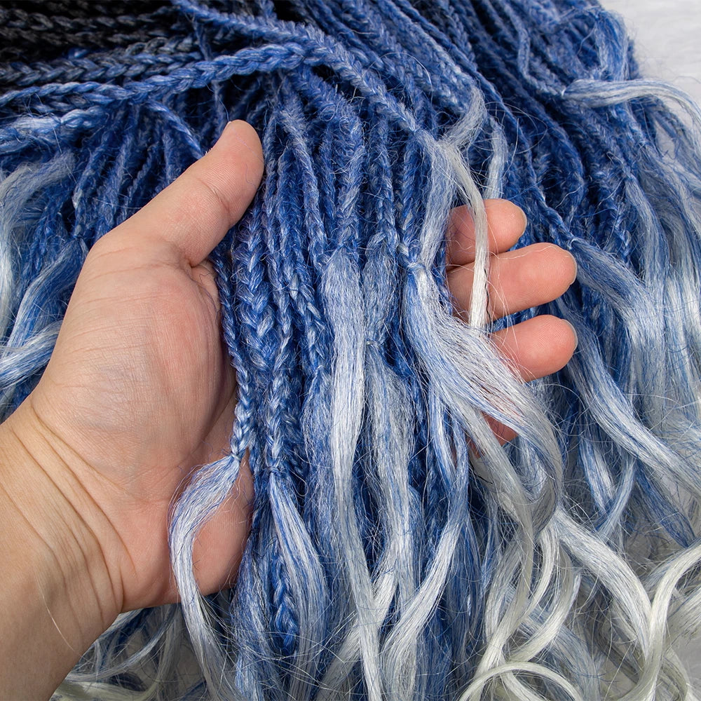 Gradient Water Wave Knotless Box Braids Wig | 9x6 Lace Front | Baby Hair Luxegan