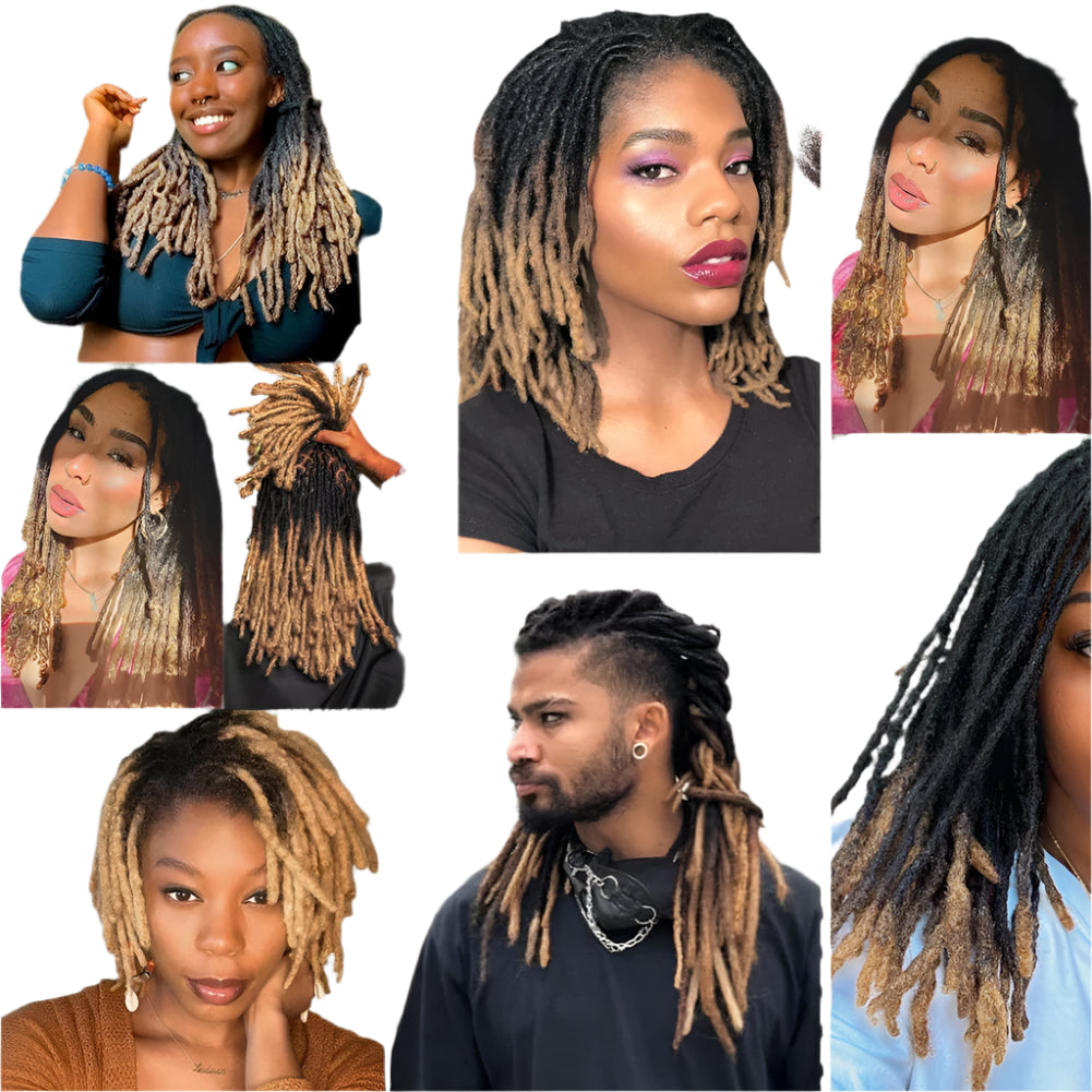 Brazilian Human Hair Dreadlocks Extensions | Crochet Braids | Microlocks | T27 Honey Blonde | 10 Strands | 0.6cm - Luxegan