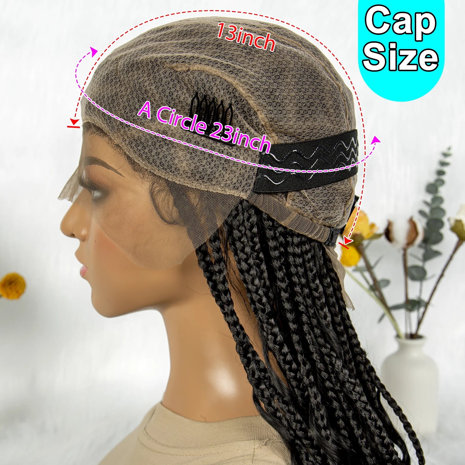 Bohemian Box Braids Wig - Full Lace Knotless Boho Braided Wig with Baby Hair for Black Women