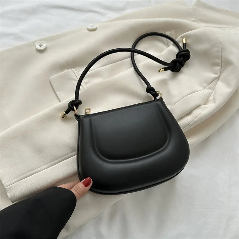 Soft PU Leather Ladies Crossbody Bag | Women's Purple Underarm Bag & Retro Solid Color Handbag (Fashion Design Girl Small Shoulder Bag) Luxegan