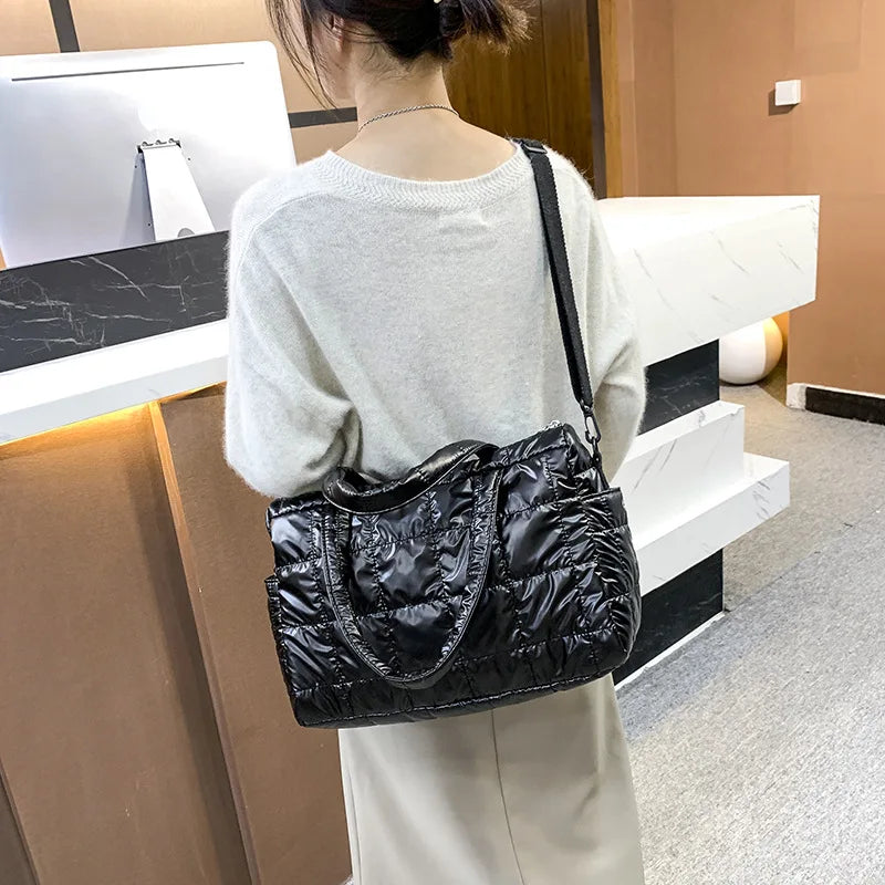 Soft Luxury Padded Nylon Tote | Big Capacity Waterproof Crossbody Bag Luxegan