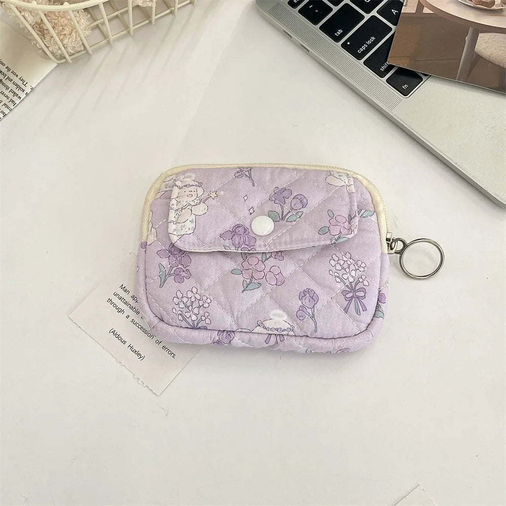 Kawaii Floral Coin Purse | Multifunctional Small Zipper Bag Luxegan