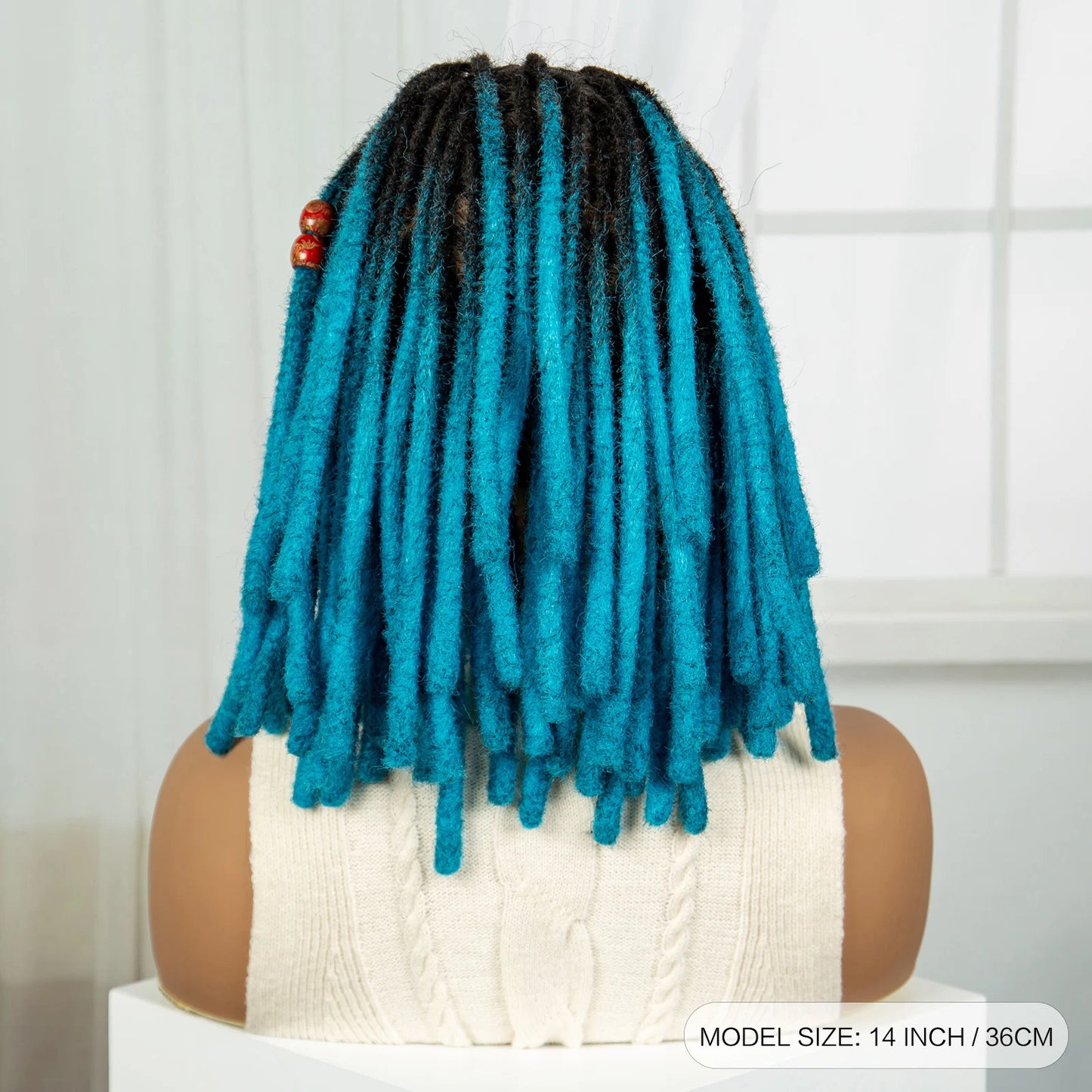 Blue Faux Locs & Knotless Braids Wig | Full Lace | Baby Hair | Dreadlock Style Luxegan