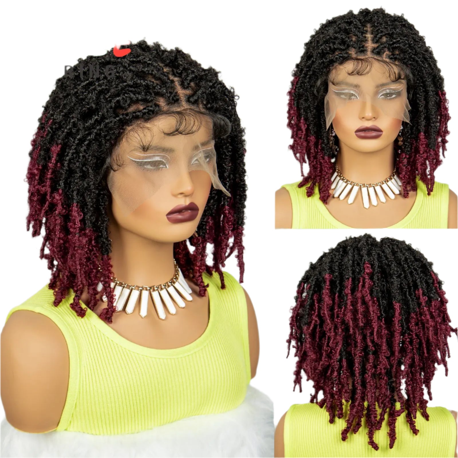 14 Inch Butterfly Locs Bob Wig | Transparent Lace Front Synthetic Braiding Hair (Crochet Braids) Luxegan