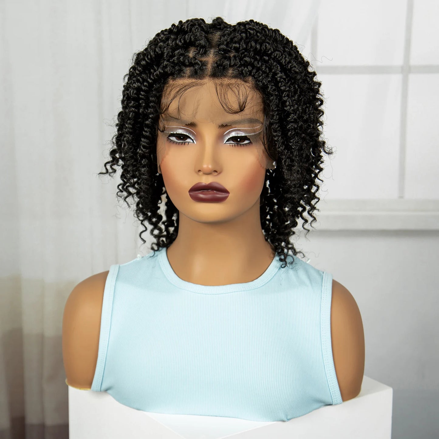 10" Natural Twist Braids Wig | Full Lace | Baby Hair | Short Braided Style Luxegan