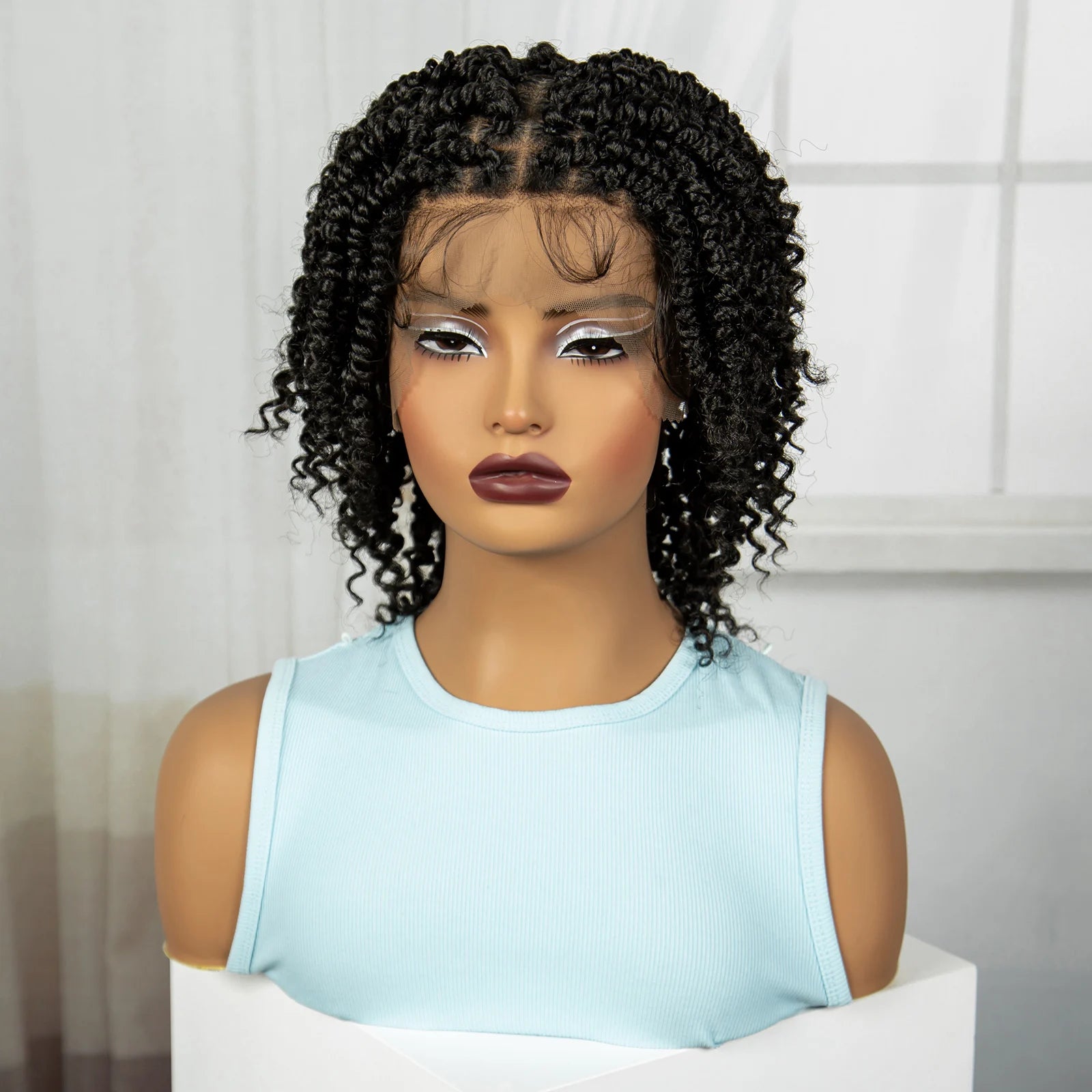 10" Natural Twist Braids Wig | Full Lace | Baby Hair | Short Braided Style Luxegan