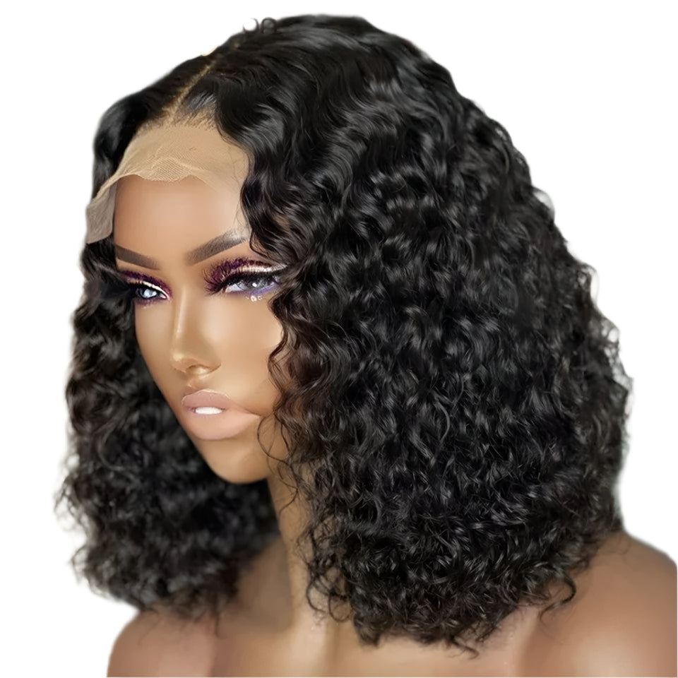 Short Jerry Curly Human Hair Bob Wig | 13x5x1 T Lace Front | Pre-Plucked Baby  Luxegan