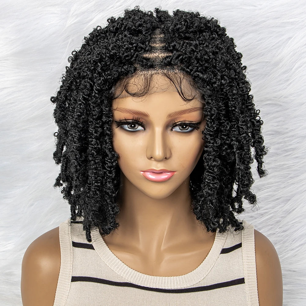 14 Inch Box Braids Wig | 9x6 Lace Frontal | Curly Ends